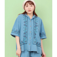 Rico ライトデニムペイズリー刺繍シャツ