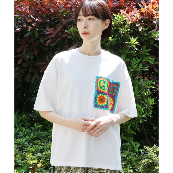 カラフルクロシェポケットTシャツ【アリノマ/Alinoma】 カラフルクロシェポケットTシャツ【アリノマ/Alinoma】