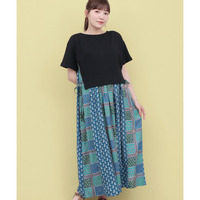 Rico エコフレンドリーダイ パッチブロックプリントドッキングワンピース