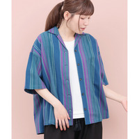 Rico エコフレンドリーダイ手織りストライプシャツ