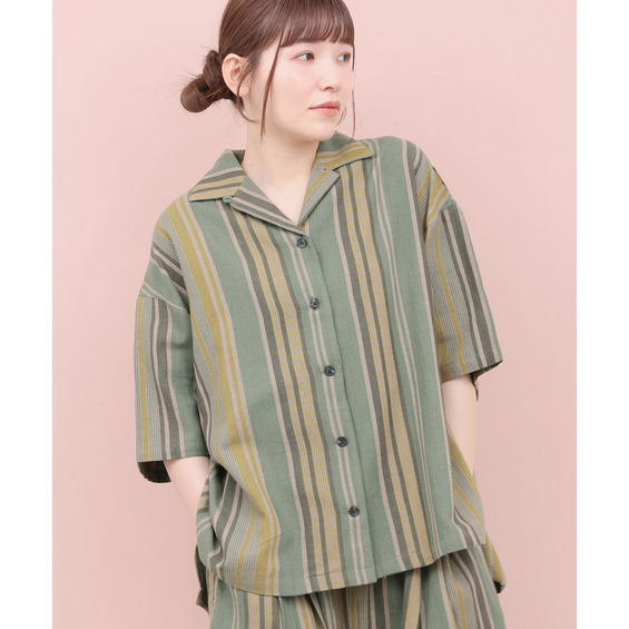 Rico エコフレンドリーダイ手織りストライプシャツ【アリノマ/Alinoma】 Rico エコフレンドリーダイ手織りストライプシャツ【アリノマ/Alinoma】