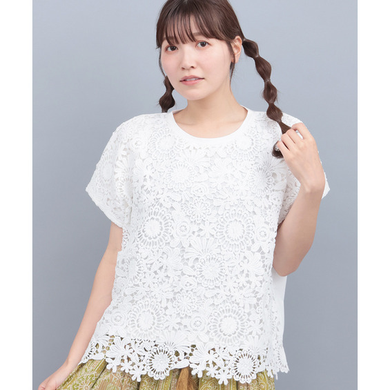 フラワーレース切替プルオーバー【アリノマ/Alinoma】 フラワーレース切替プルオーバー【アリノマ/Alinoma】