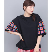 クロシェ風スリーブTシャツ