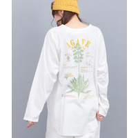 Orale! アガベプリントラウンドヘムロングTシャツ