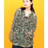 Orale! モヘアタッチアノラックメッシュニットプルオーバー
