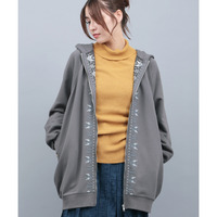 ミルパ刺繍ドルマンジップパーカー