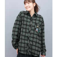 刺繍モールチェックシャツ