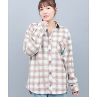 刺繍モールチェックシャツ