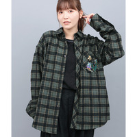 刺繍モールチェックシャツ