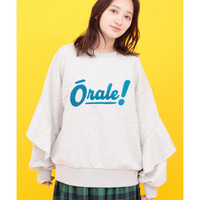 Orale! ラッフルスリーブロゴ刺繍 プルオーバー
