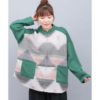 ジャカードコンビジップカーディガン