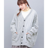 ニット×スウェットコンビ カーディガン