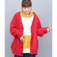 ニット×スウェットコンビ カーディガン