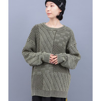 ストーンウォッシュクルーニット