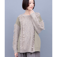 ケーブルフリンジコンビプルオーバー