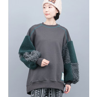 裏起毛×ボアスリーブプルオーバー