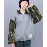 裏起毛×ボアスリーブハーフジッププルオーバー