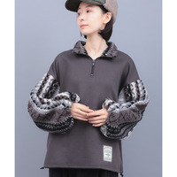 裏起毛×ボアスリーブハーフジッププルオーバー