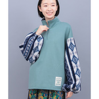 裏起毛×ボアスリーブハーフジッププルオーバー