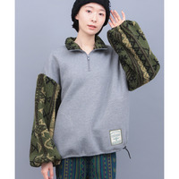 裏起毛×ボアスリーブハーフジッププルオーバー