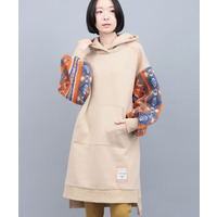 裏起毛×ボアスリーブフードワンピース