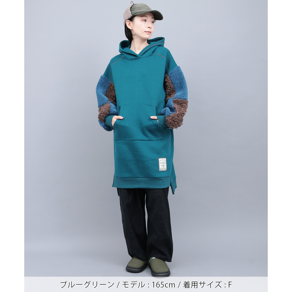 裏起毛×ボアスリーブフードワンピース3