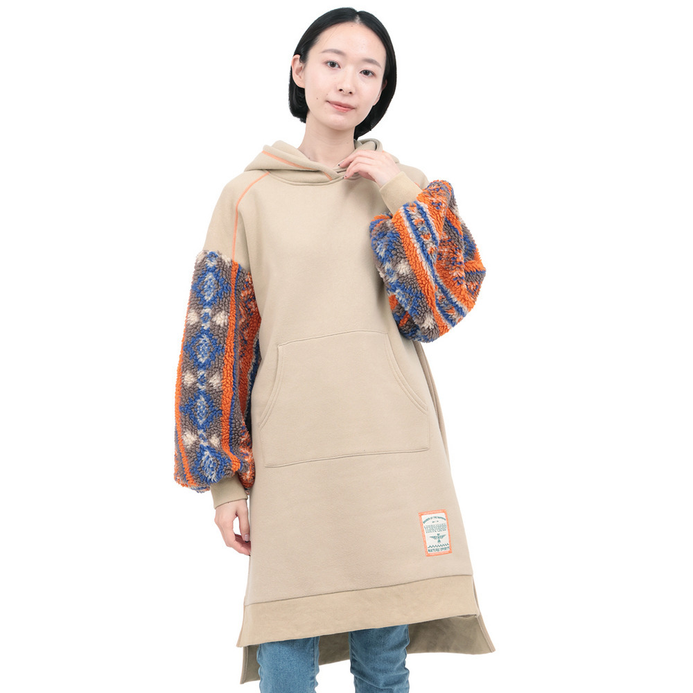 裏起毛×ボアスリーブフードワンピース7