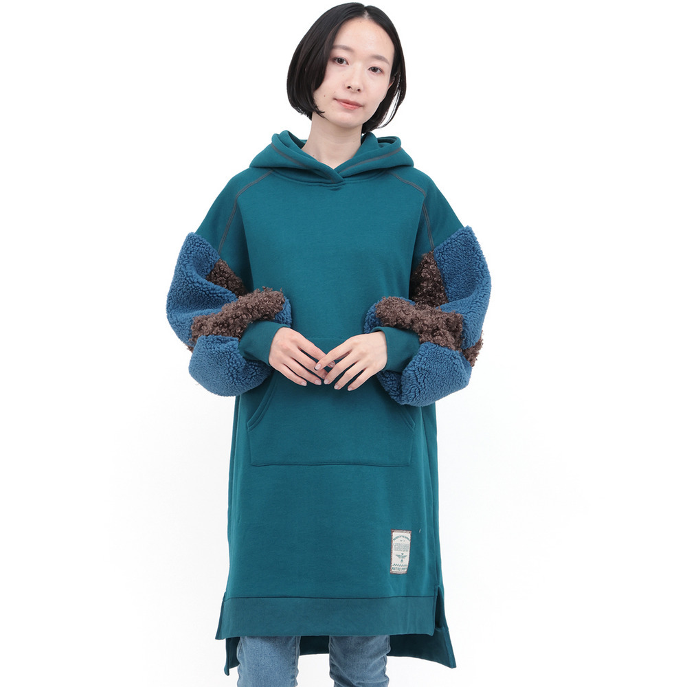 裏起毛×ボアスリーブフードワンピース8