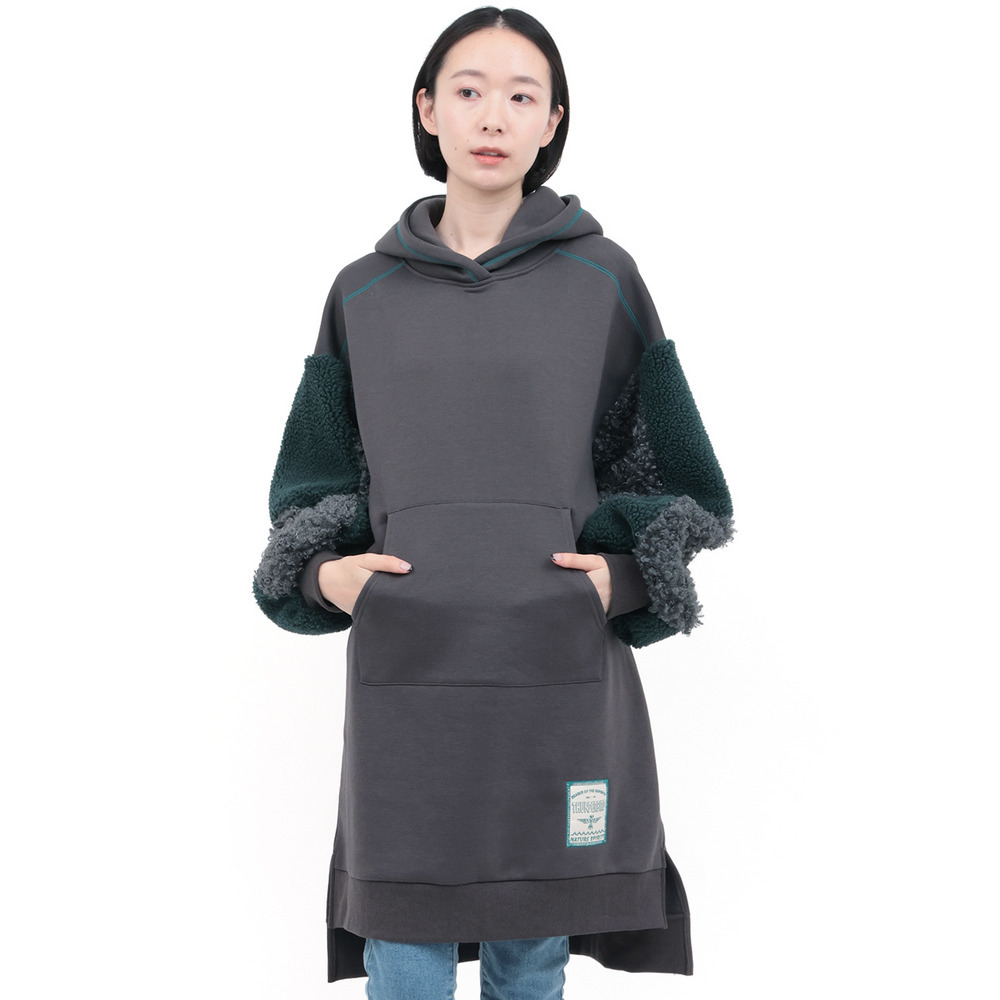 裏起毛×ボアスリーブフードワンピース9