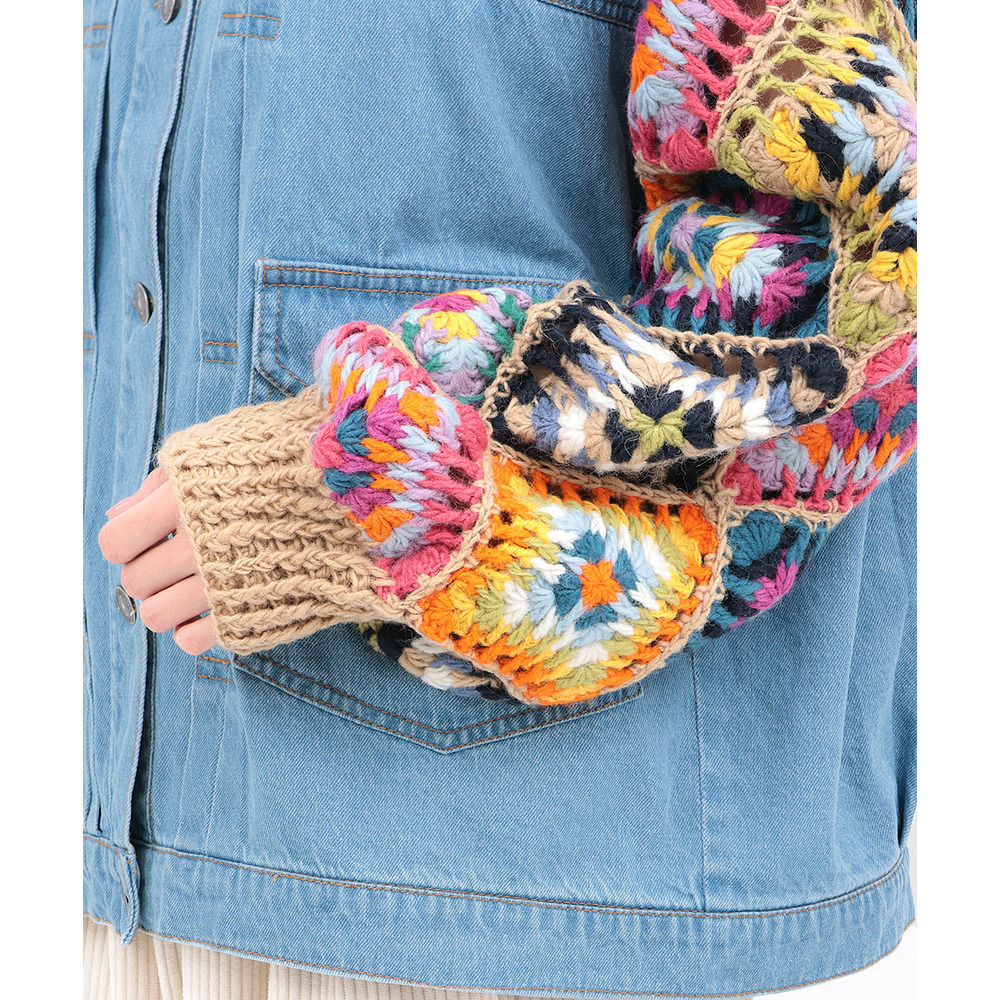 Rico ハンドクロシェスリーブデニムジャケット12