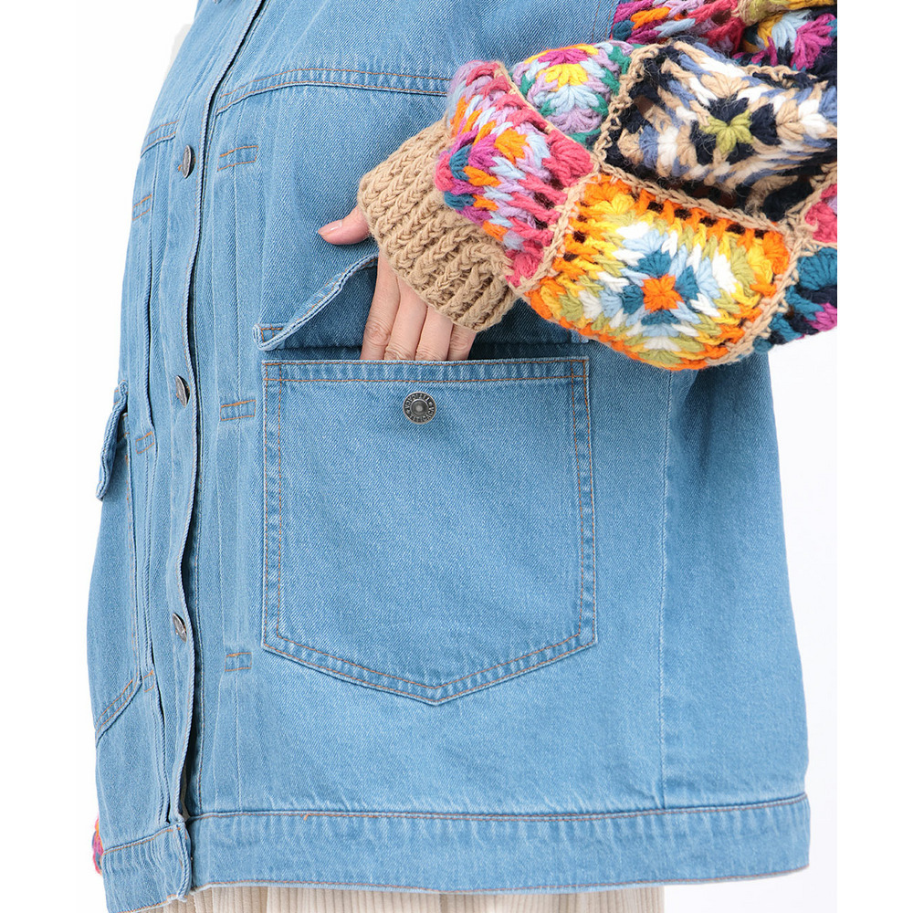 Rico ハンドクロシェスリーブデニムジャケット13