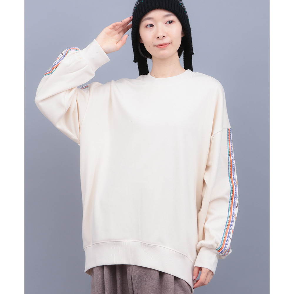 裏シャギーボア刺繍ポカクルーネックプルオーバー1