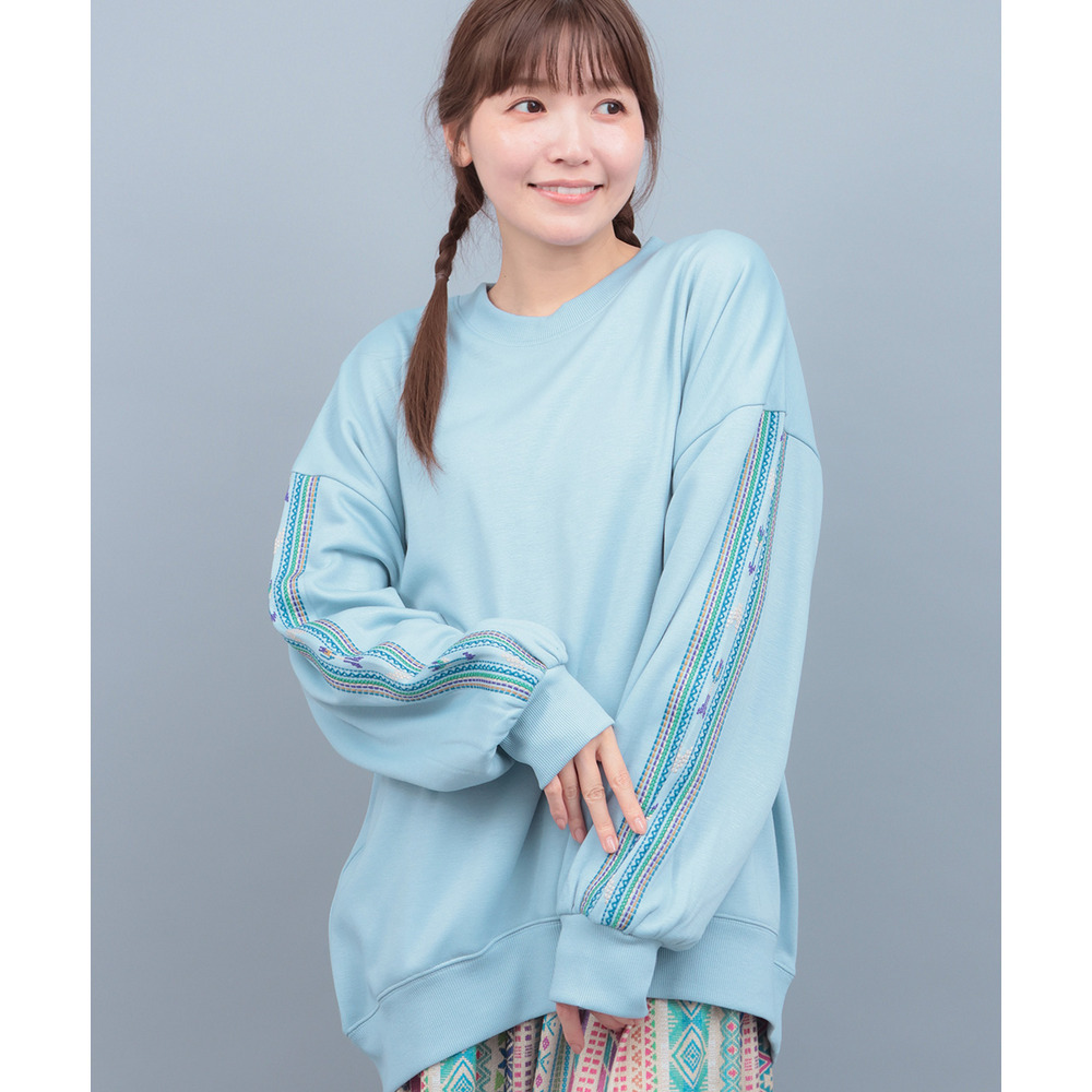 裏シャギーボア刺繍ポカクルーネックプルオーバー1