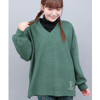 Vネックサイドスリットプルオーバー