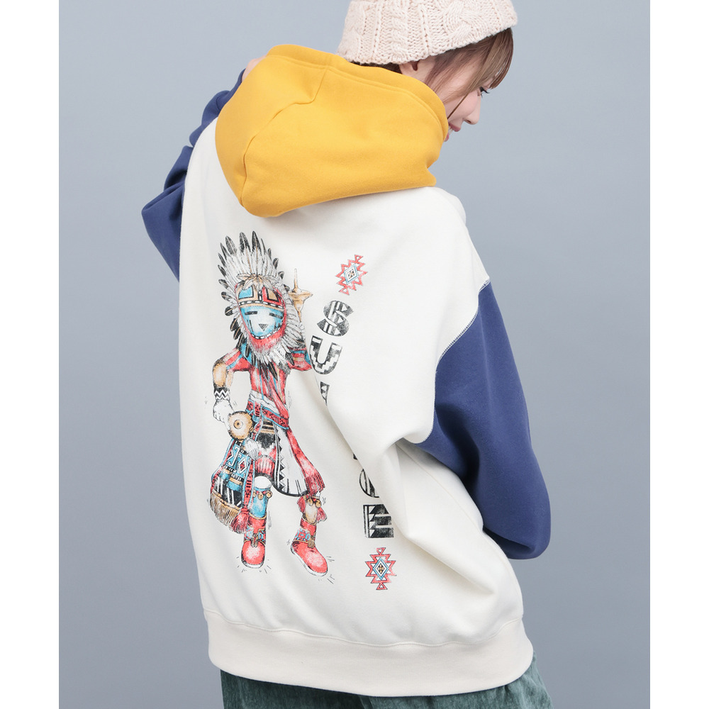 裏起毛サンフェイスプリントプルパーカー