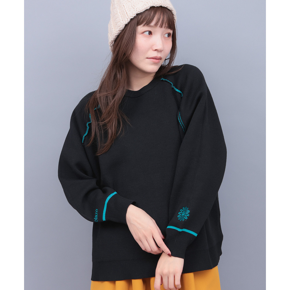 サンフェイスエンブロイダリー スウェットライクニットプルオーバー