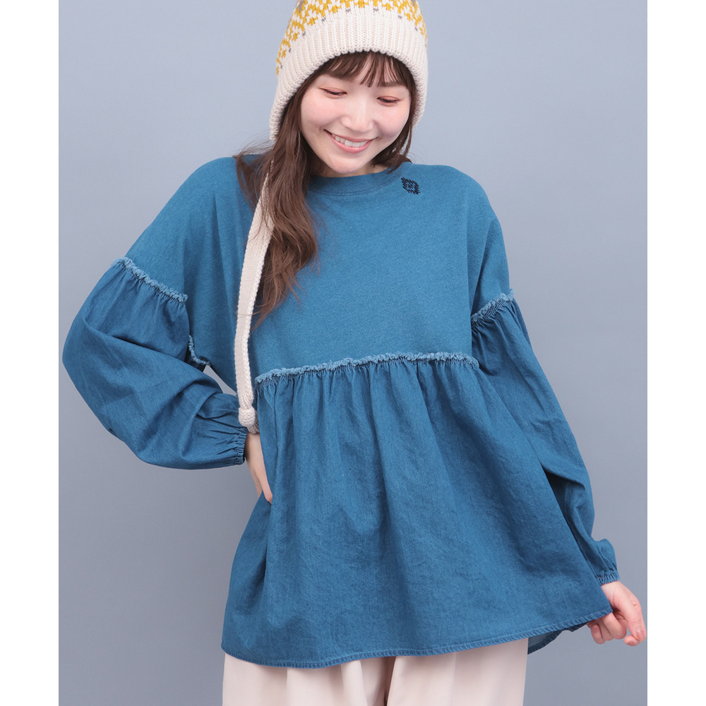 デニム×インディゴ天竺プルオーバー2