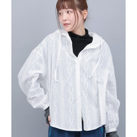 フード付きコットンレースシャツ