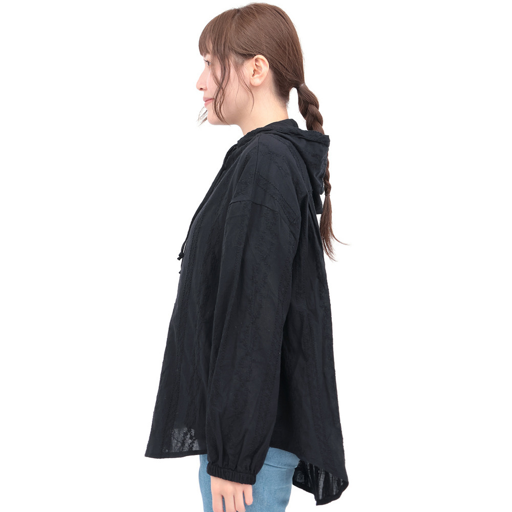 フード付きコットンレースシャツ10