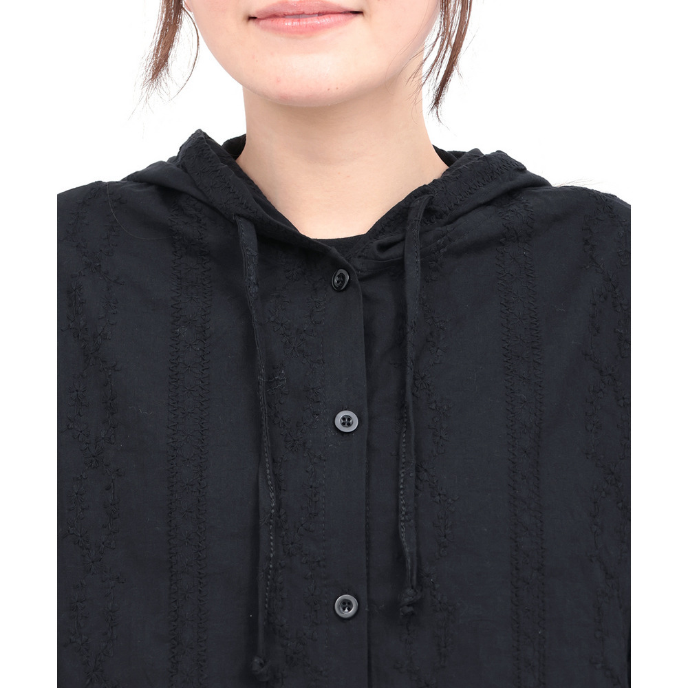フード付きコットンレースシャツ12