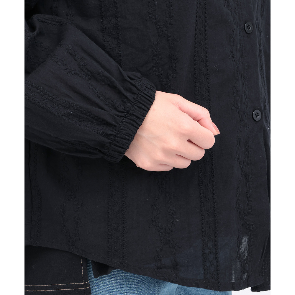 フード付きコットンレースシャツ14