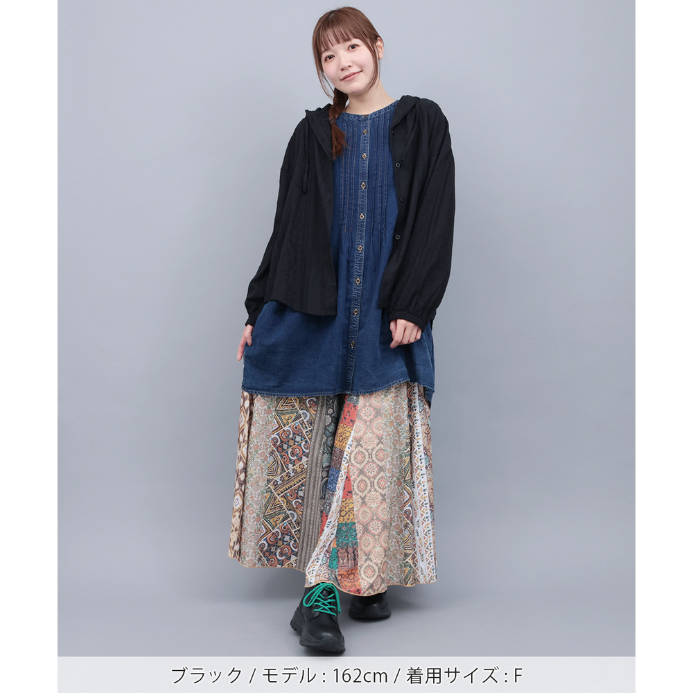 フード付きコットンレースシャツ6