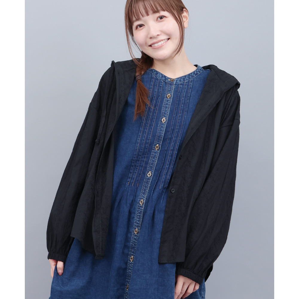 フード付きコットンレースシャツ7