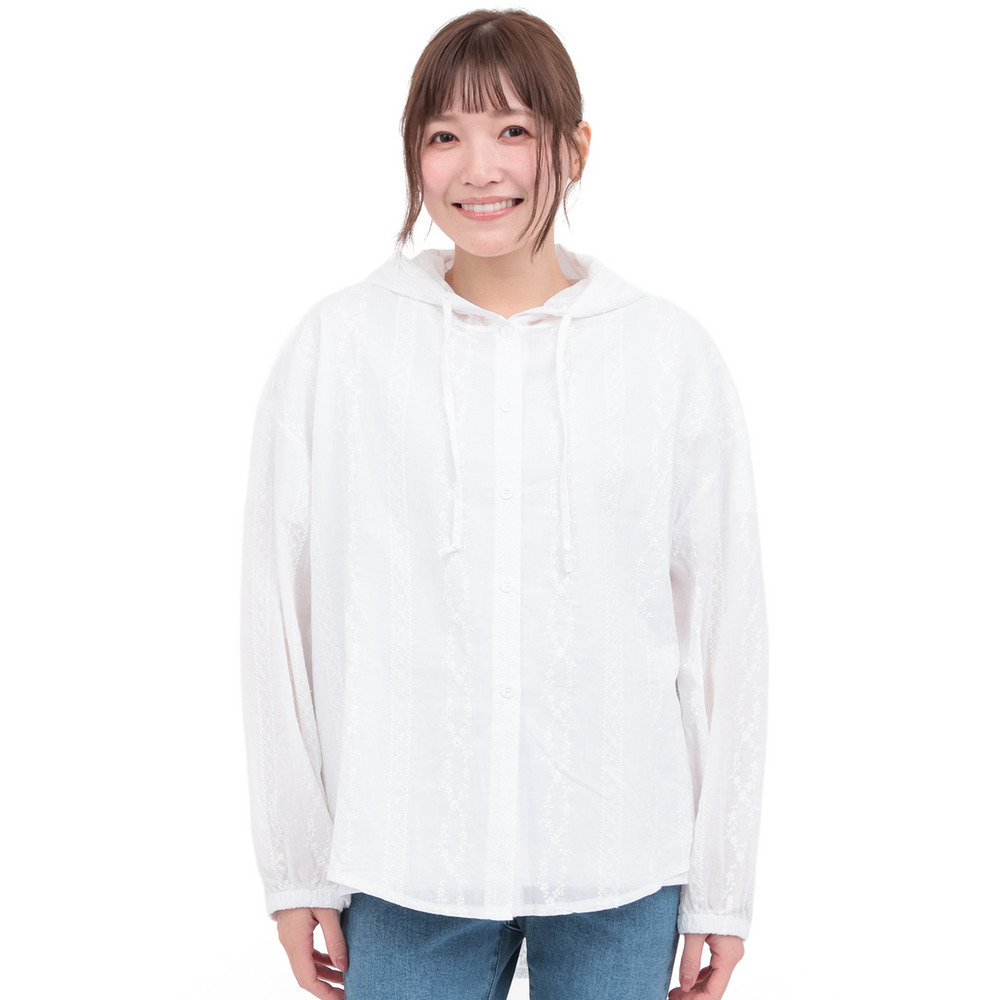 フード付きコットンレースシャツ8