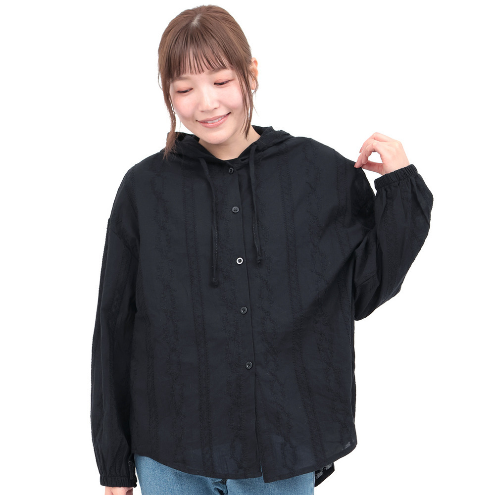 フード付きコットンレースシャツ9