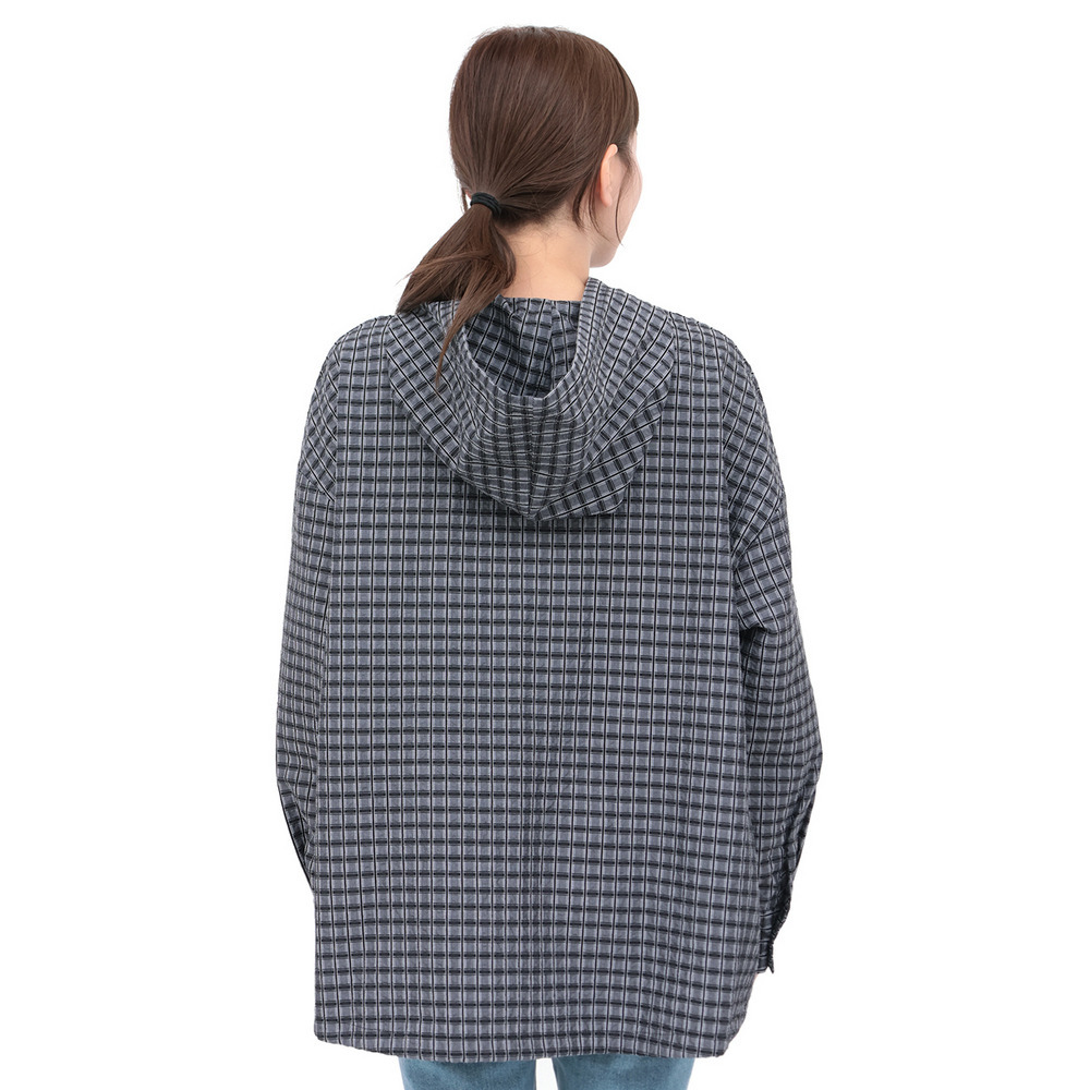 フード付きチェックシャツ12