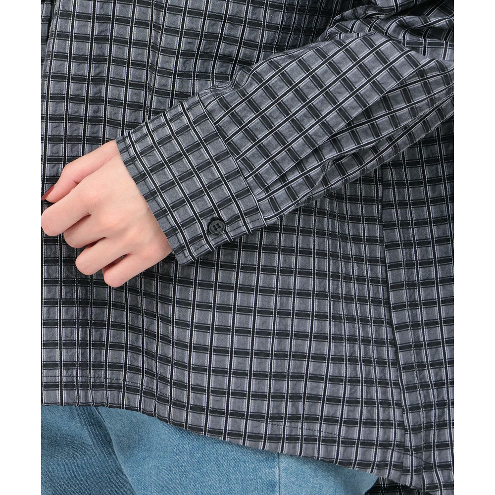 フード付きチェックシャツ16