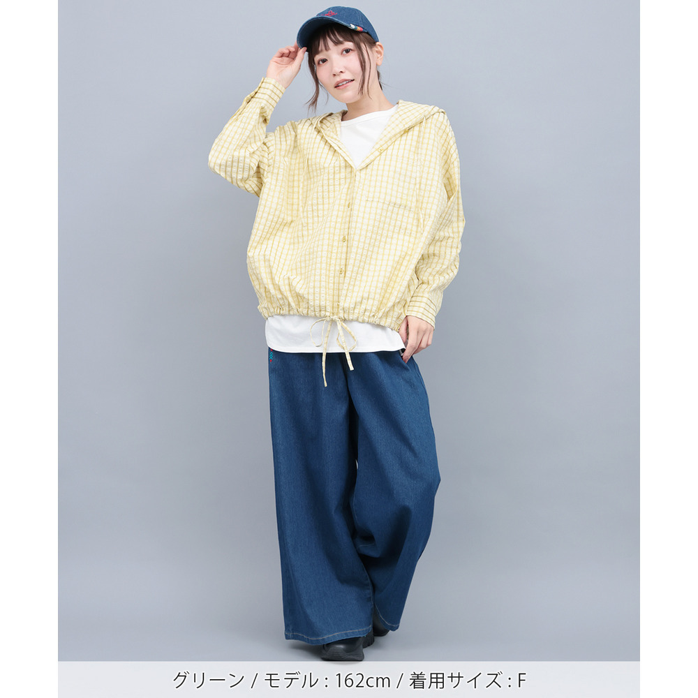 フード付きチェックシャツ3