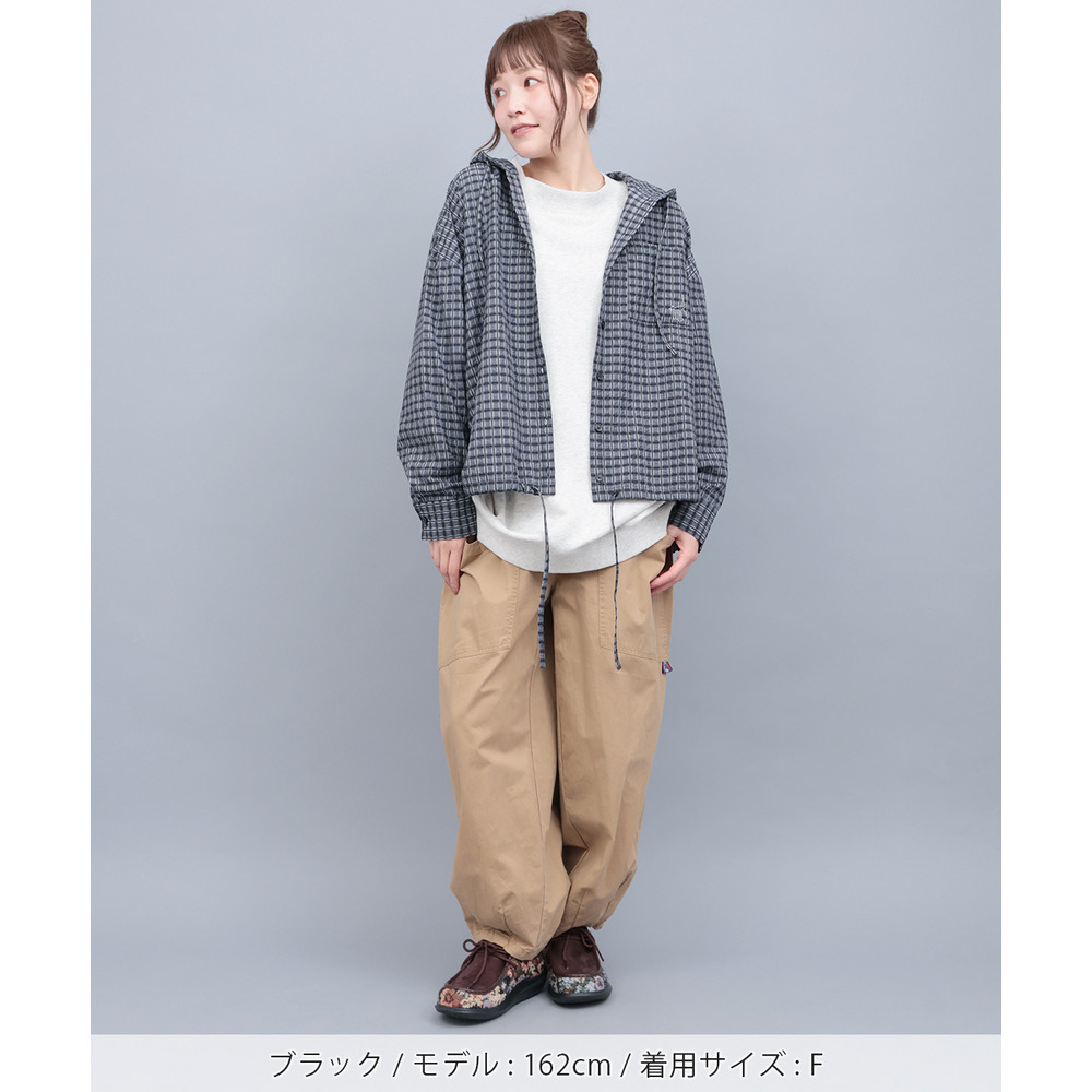 フード付きチェックシャツ5