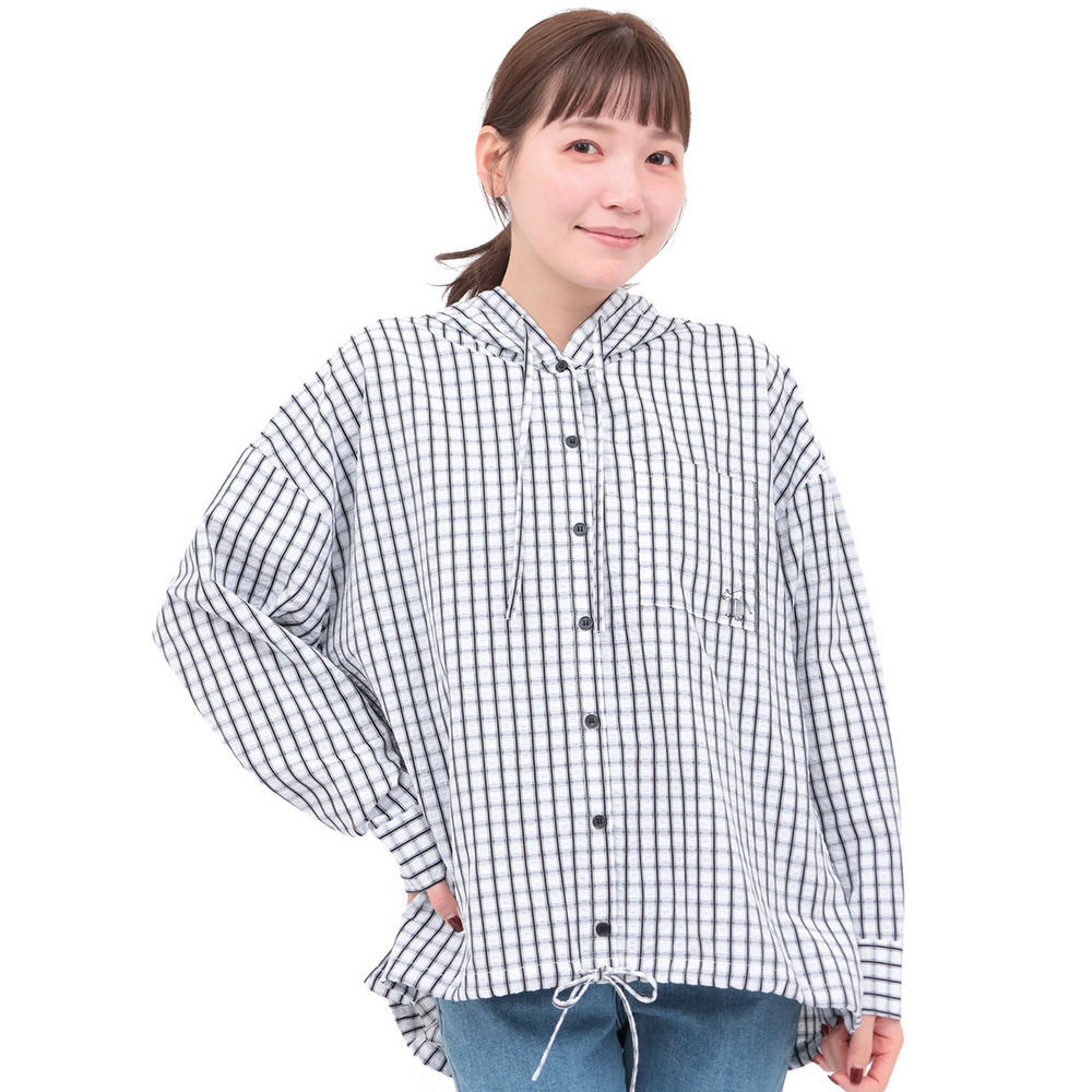 フード付きチェックシャツ8